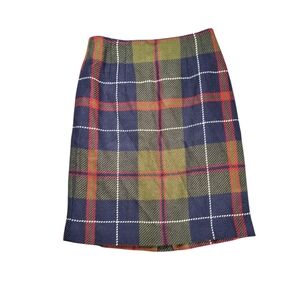 Vintage Chadwicks Skirt 8 Green Blue Plaid Wool Preppy Academia Classic 90s y2k